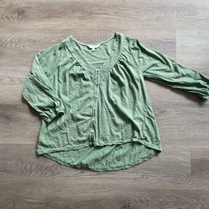 Green Blouse Button Up Tunic